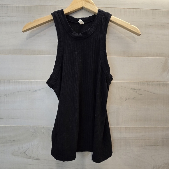 {XS} Free People Movement "Blissed Out" Ribbed Racerback Tank Top Black - Picture 2 of 8